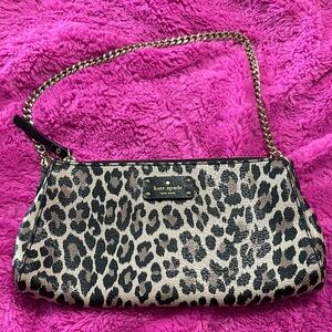 Kate Spade Black and Tan Shoulder Bag with Gold Chain